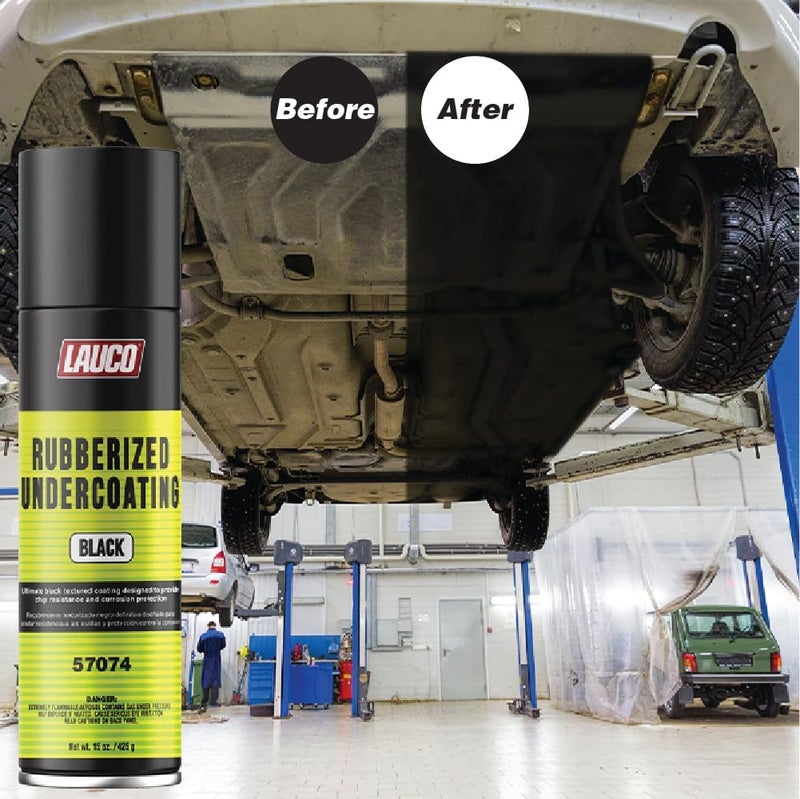 LAUCO Rubberized Undercoating Black Aerosol Spray – 15 Oz Can, Protective Coating for Metal, Plastic & Vehicle Undercarriage – Sound Deadener & Rust Protection (57074) - Image 3